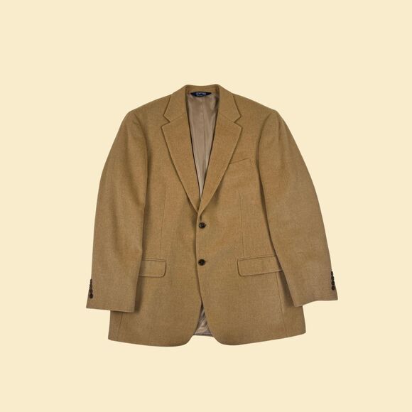 2000s camel hair sportcoat by Stafford, size 42L vintage brown blazer jacket - Picture 1 of 10